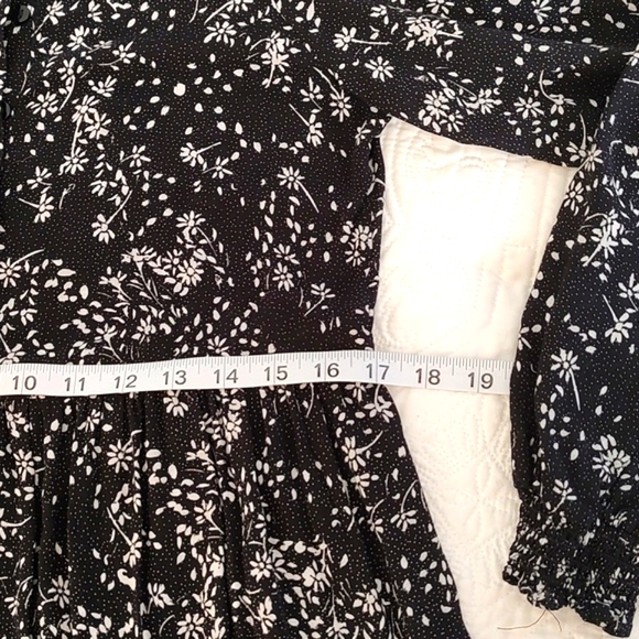 Zara Black & White Floral Peasant Style Midi Dress / Size Small - Picture 7 of 12